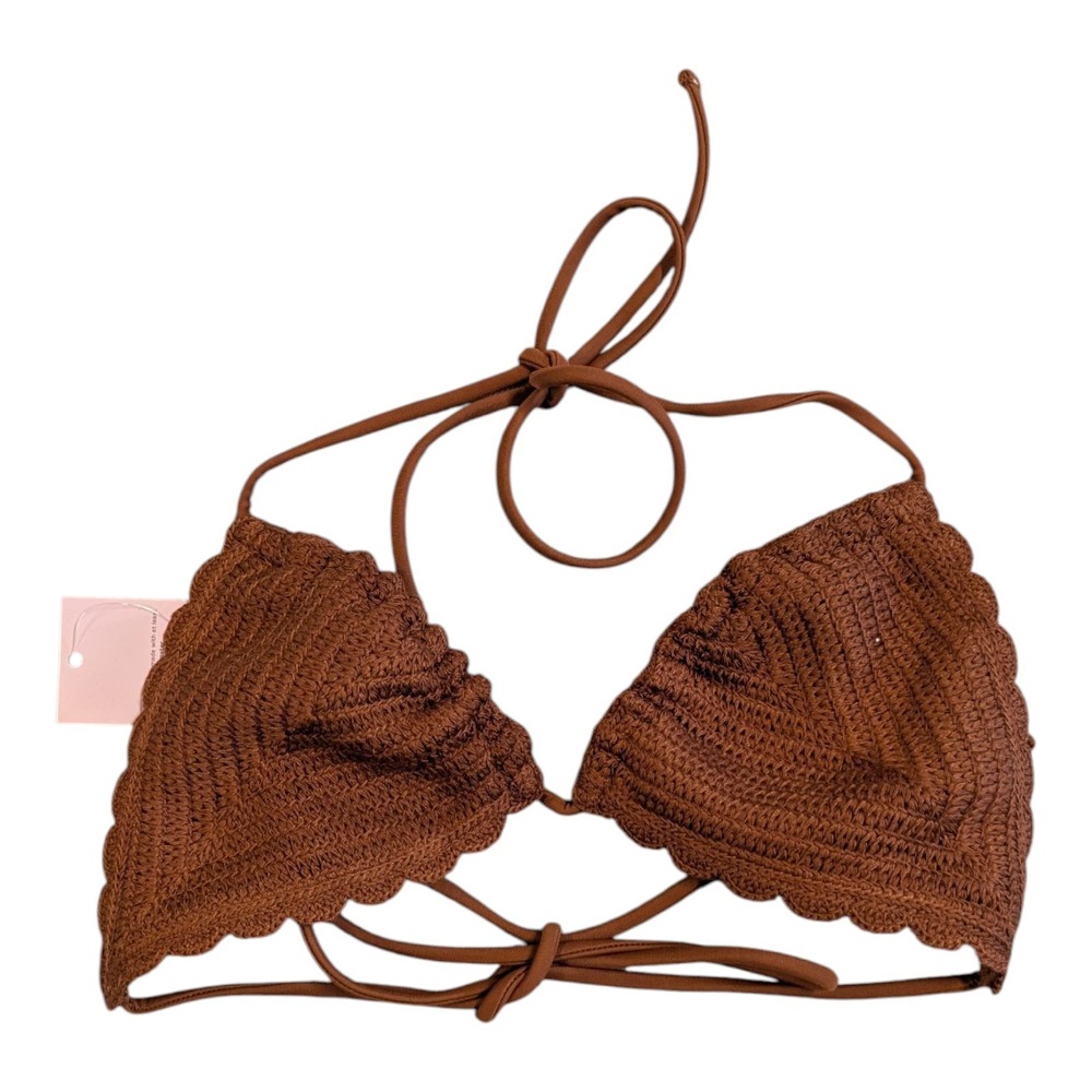 S-11 Women's Knit Medium Coverage Triangle Bikini Top - Wild Fable Brown XXS